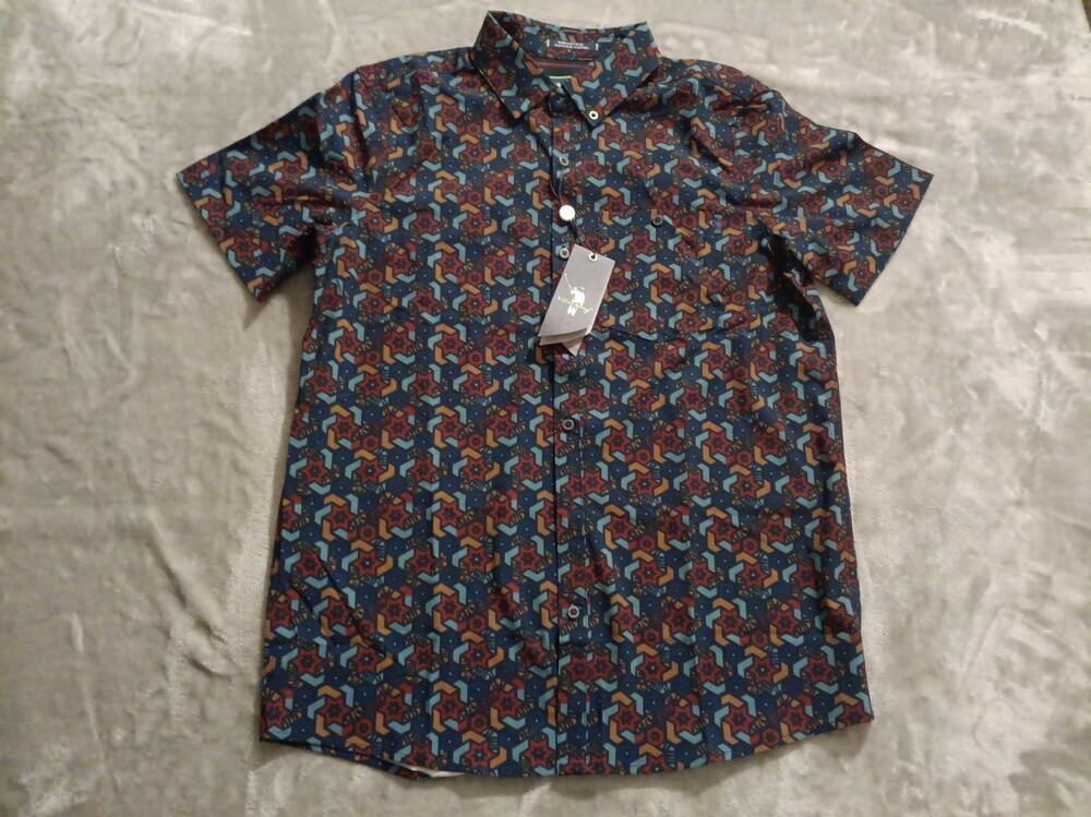 NWT William Murray Next Stop Performance Golf Short Sleeve Button Down Mens S